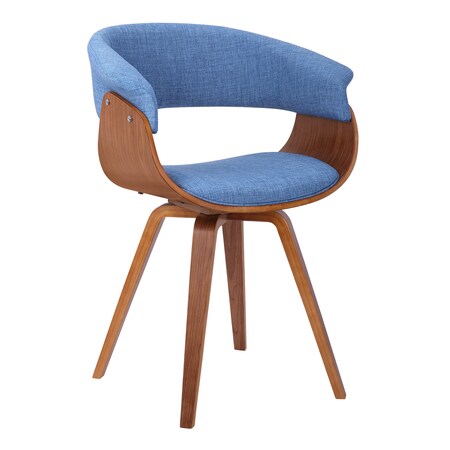 Armen Living Summer Mid-Century Chair in Blue Fabric with Walnut Wood Finish LCSUCHBLUE